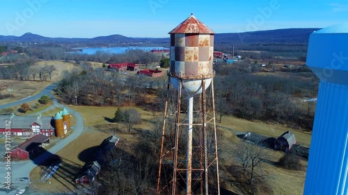 Aerial view of two water towers photo