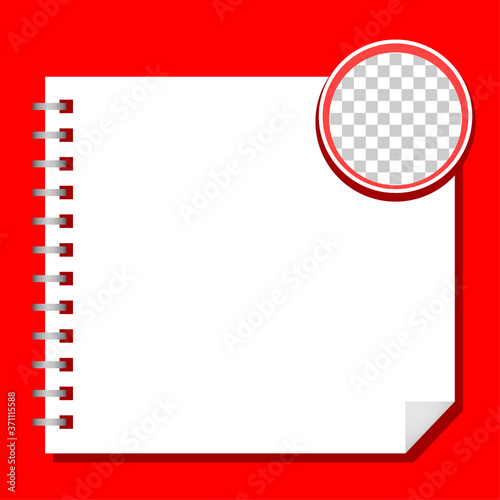 template paper square white and circle transparent for background, blank paper white for banner presentation, cover red paper and white square for print