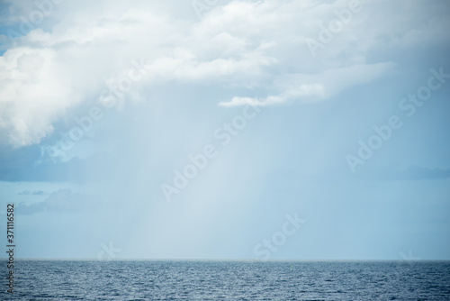 blue sky with clouds and rain