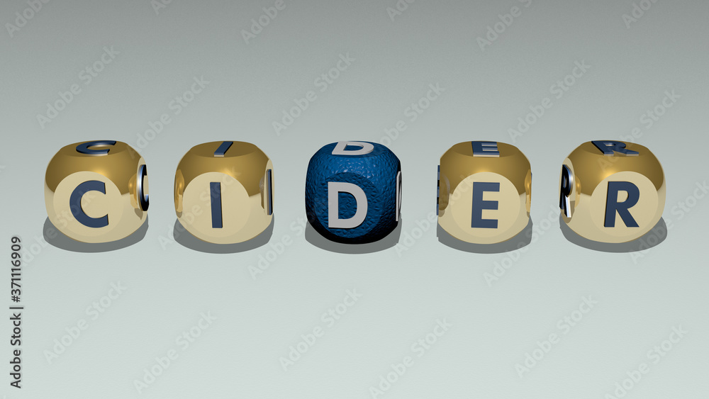 CIDER text of cubic individual letters - 3D illustration for apple and background CIDER text of cubic individual letters - 3D illustration for apple and background
