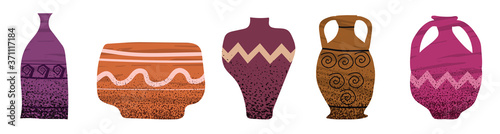 Set Trendy vases abstract contemporary shape textures minimalism