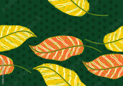Leaf composition design, romantic landscape vector with leaves, various attractive colors make an exclusive design