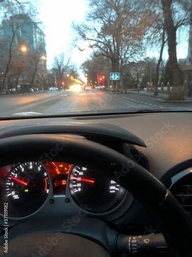 car dashboard at night