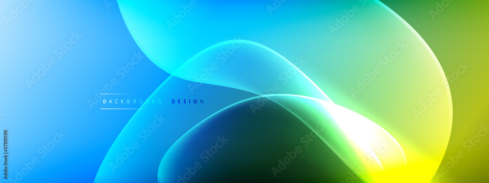 Vector abstract background - liquid bubble shapes on fluid gradient with shadows and light effects. Shiny design template for text