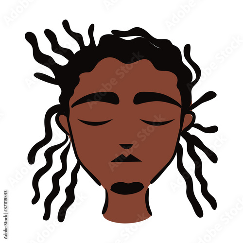 young afro man ethnicity with rasta hair style flat style icon