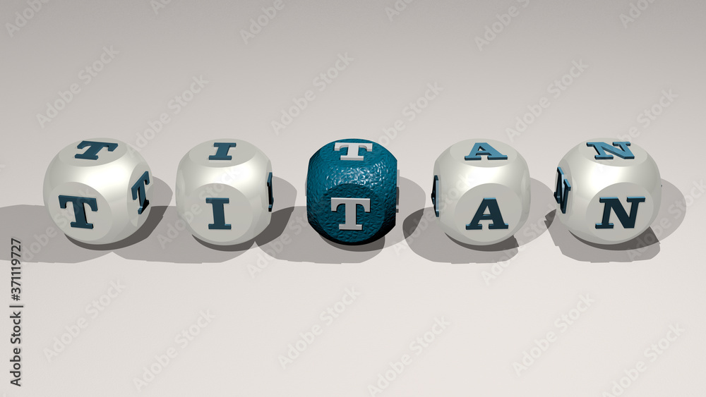 Fototapeta premium titan text of cubic individual letters - 3D illustration for editorial and attack