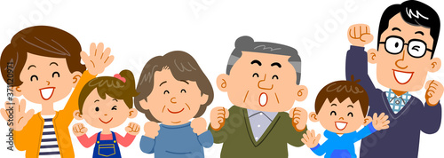 シニアを中心とした仲の良い三世代家族

