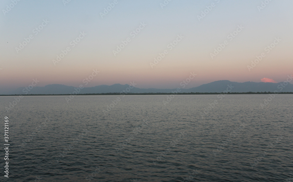 sunset over the sea Bay of Bengal Bangladesh Burma