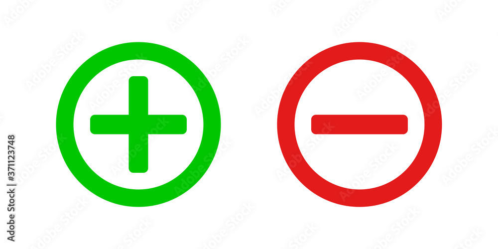 Plus and minus vector isolated green and red icon, calculation symbol marks illustration Plus and minus vector isolated green and red icon, calculation symbol marks illustration