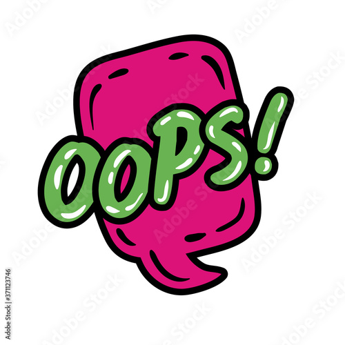 speech bubble with expresion oops word pop art flat style
