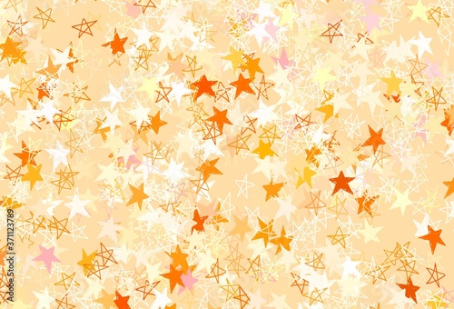 Light Orange vector background with colored stars.