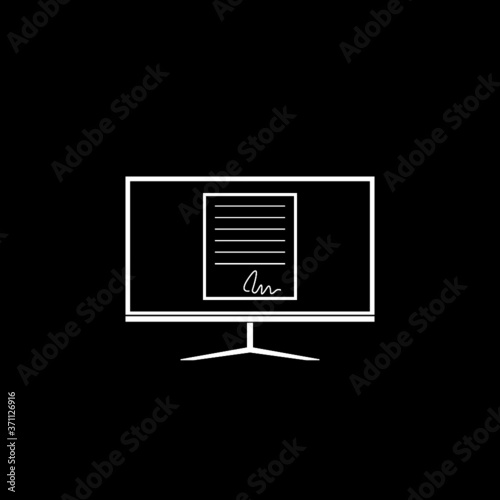 Online electronic documents on computer display icon isolated on dark background