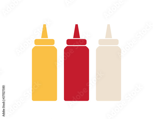 Ketchup mayonnaise mustard icon. Ketchup tube icon. 