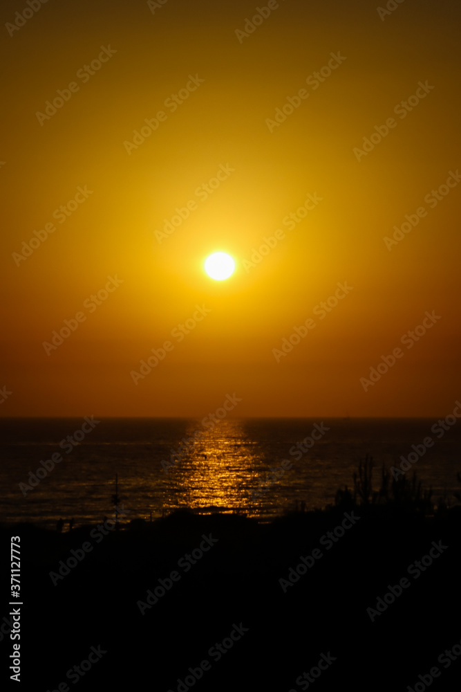 Sunset at La Barrosa beach in Sancti Petri, Cadiz, Spain Sunset at La Barrosa beach in Sancti Petri, Cadiz, Spain