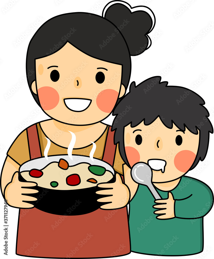 Cartoon of unconditional love between mother and boy that enjoy with their meal. Simple cute hand draw line vector and minimal icons flat style Character illustration.
Cartoon of unconditional love between mother and boy that enjoy with their meal. Simple cute hand draw line vector and minimal icons flat style Character illustration.
