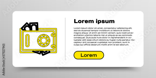 Line Safe and money icon isolated on white background. The door safe a bank vault with a combination lock. Reliable Data Protection. Colorful outline concept. Vector.