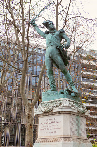 French military commander Michel Ney . Statue of Marechal Ney in Paris  photo