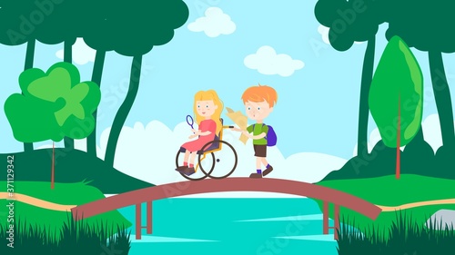 Children travel together Illustration inclusion