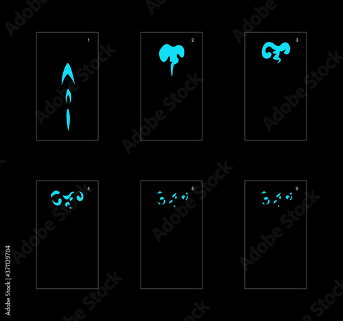 Smoke effect. blue smoke animation sprite sheet. classic smoke effect animation for game or cartoon or animation. vector style animation effect 1722.