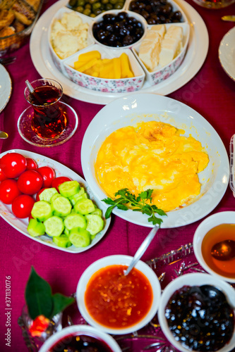 Rich and delicious Turkish breakfast 