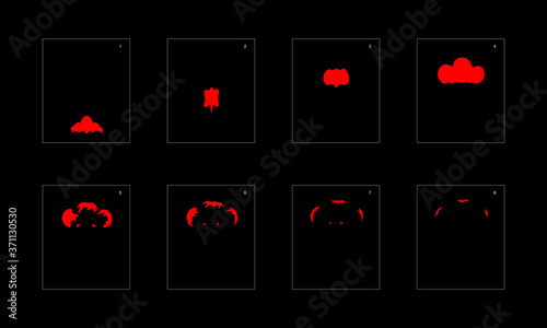 Smoke effect. fire smoke animation sprite sheet. classic fire smoke effect animation for game or cartoon or animation. vector style fire animation effect 1742.