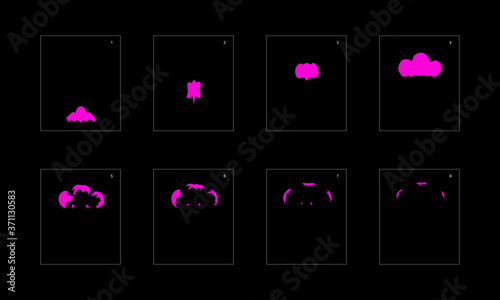 Smoke effect. Poison smoke animation sprite sheet. Classic poison smoke effect animation for game or cartoon or animation. Vector style poison animation effect 1744.