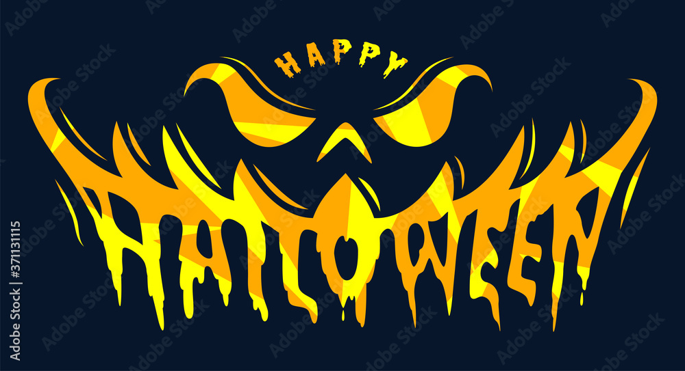 Happy Halloween Text Banner, Vector