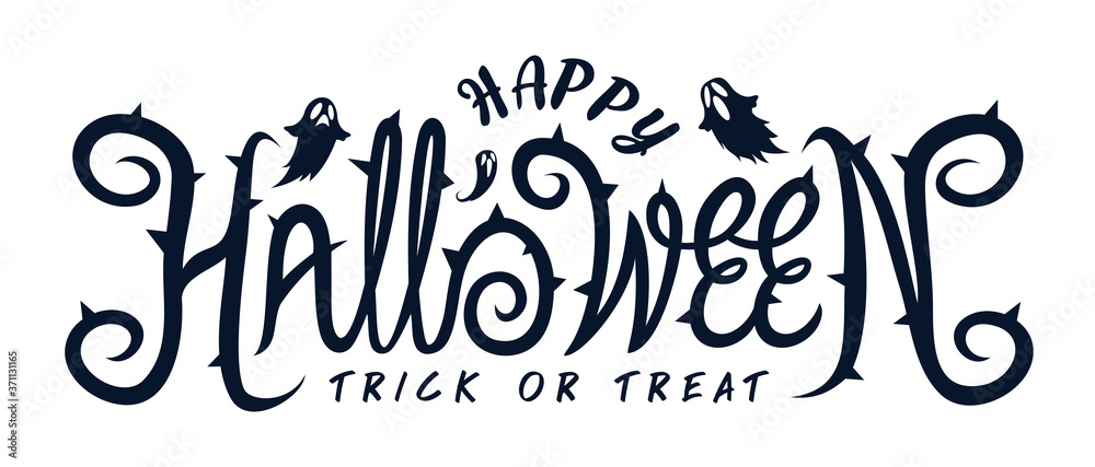 Happy Halloween Text Banner, Vector Happy Halloween Text Banner, Vector