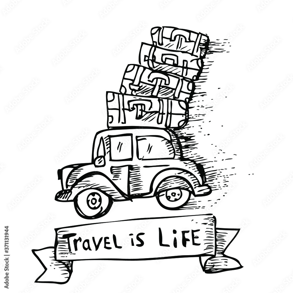 Travel is Live, doodle sketch