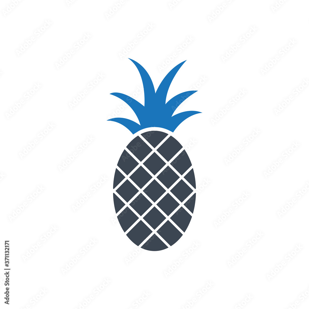 Obraz premium Ikona ananasa (ilustracja wektorowa)