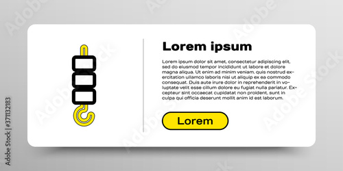 Line Grilled shish kebab on skewer stick icon isolated on white background. Meat kebab on skewer stick. Picnic with grilled meat. Colorful outline concept. Vector.