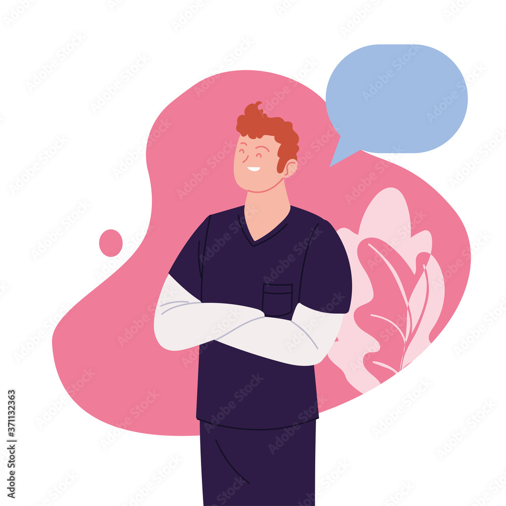 man doctor with uniform leaves and bubble vector design man doctor with uniform leaves and bubble vector design