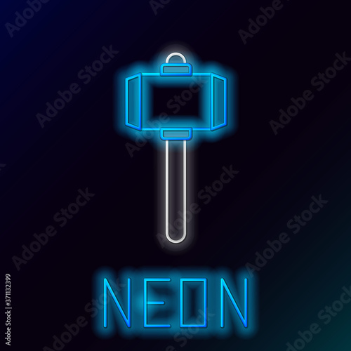 Glowing neon line Battle hammer icon isolated on black background. Colorful outline concept. Vector.
