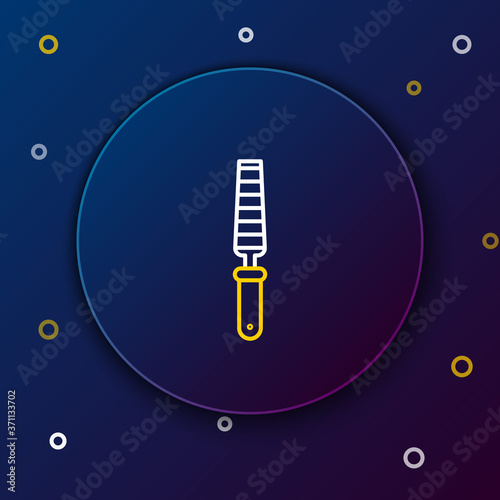 Line Chisel tool for wood icon isolated on blue background. Colorful outline concept. Vector.