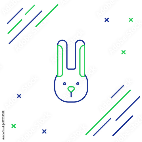 Line Rabbit with ears icon isolated on white background. Magic trick. Mystery entertainment concept. Colorful outline concept. Vector.
