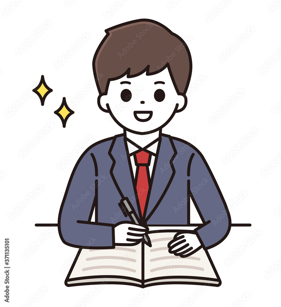 男子学生 勉強 イラスト