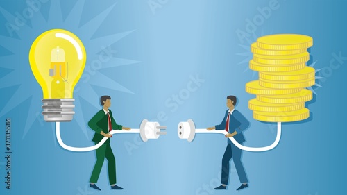 Make the idea possible with finance. Part of concept with people with different gender aswell as orgin. Vector illustration.