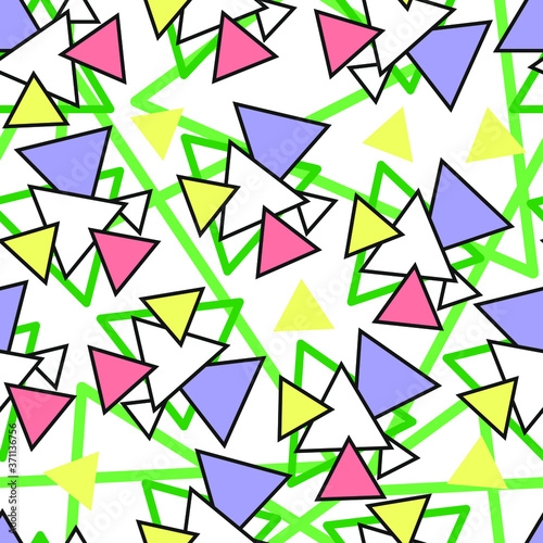 Free Download seamless pattern, colored triangles, white background, print, textile, cover, geometric pattern, vector illustration - GFXLoad