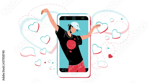 Crazy Dance Dancing Man On Phone Screen Vector