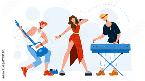 Music Band Artists Performing Song Concert Vector