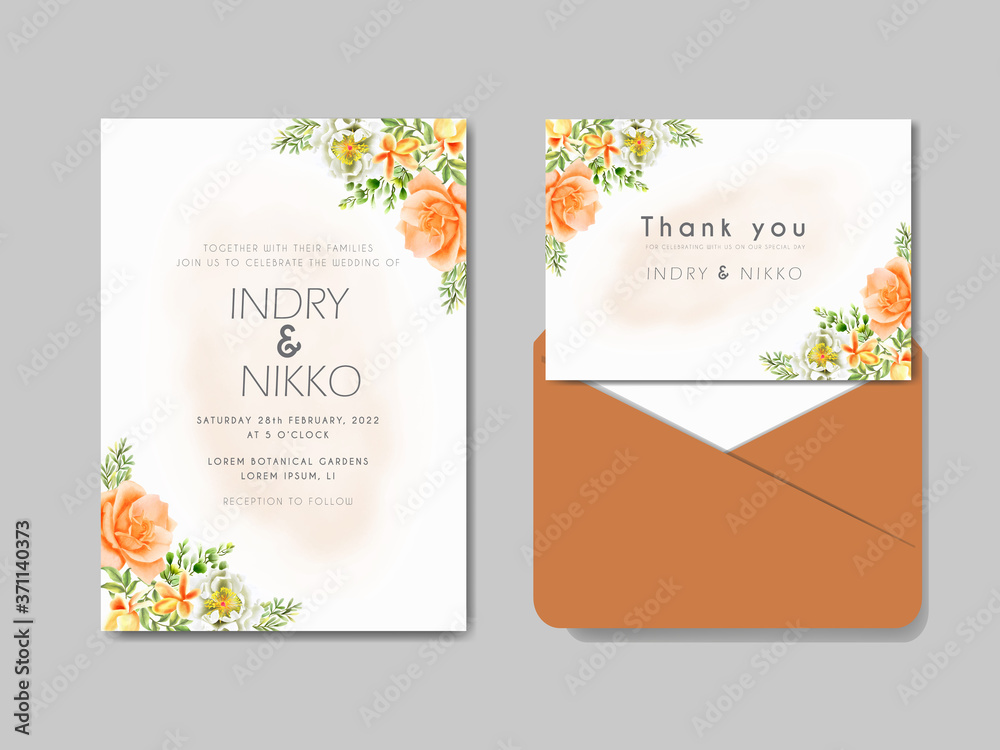 editable and beautiful floral watercolor wedding invitation cards