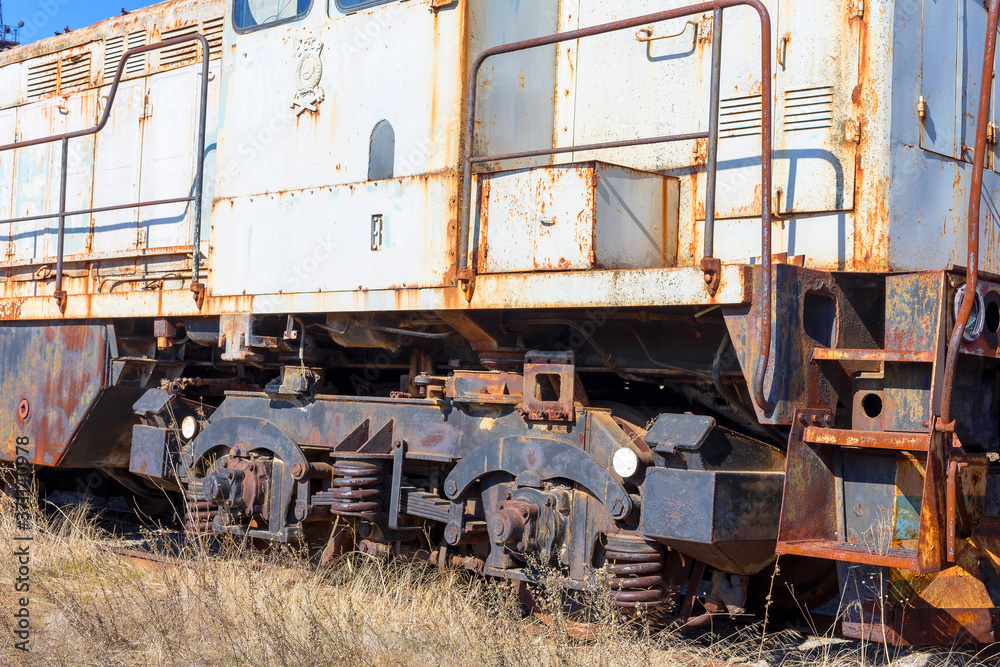 Old rusty steam locomotive. The crisis in Ukraine, the fall of the economy, stop production capacity. Global catastrophe. Old rusty steam locomotive. The crisis in Ukraine, the fall of the economy, stop production capacity. Global catastrophe.