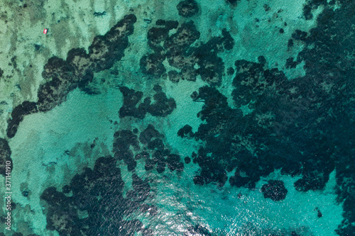 top down drone photo of sea in mallorca.