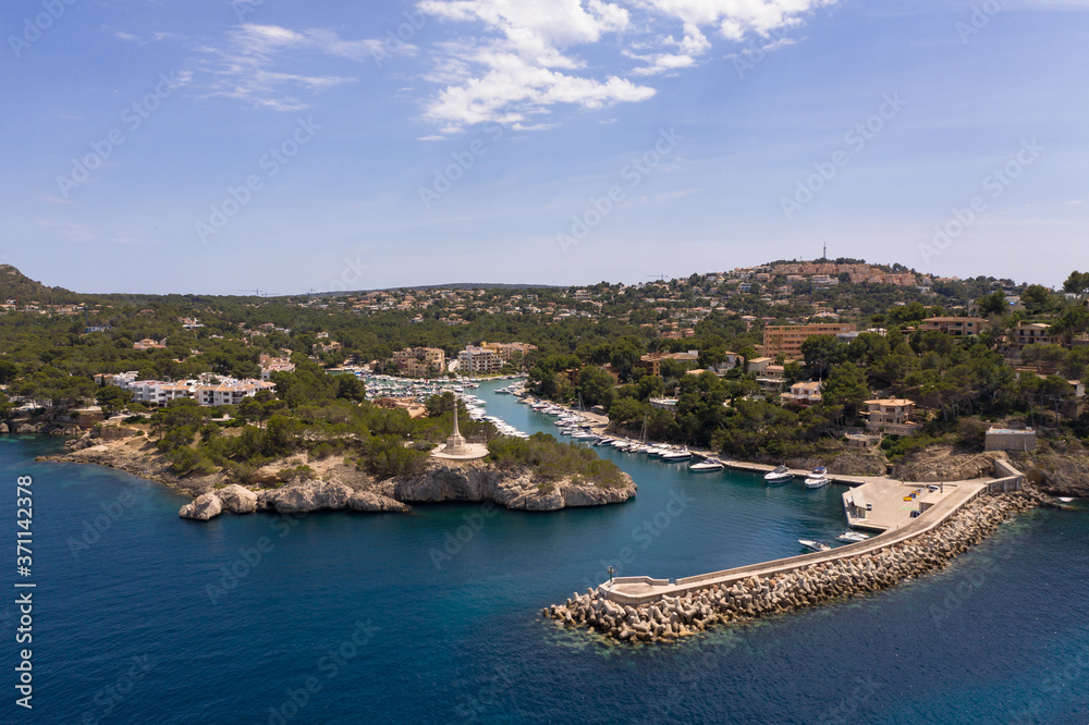 Aerial photography of Mallorca coastline. 