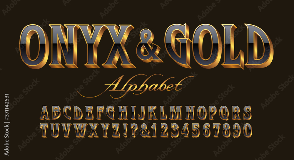 Expensive Lettering An Elegant and Ornate Luxury Alphabet with the Appearance of Black Onyx ...