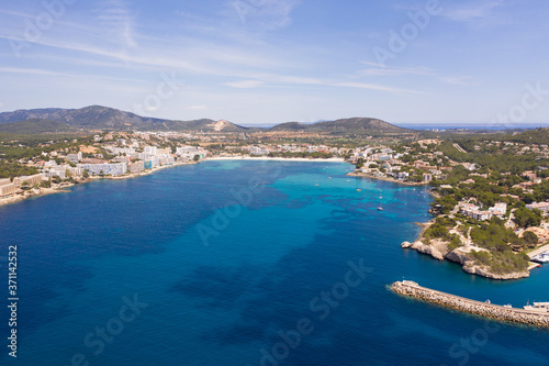 Aerial photography of Mallorca coastline. 