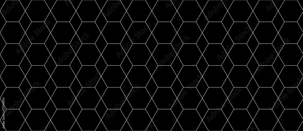 Fototapeta premium Vector seamless geometric pattern. Modern thin hexagon grid texture.