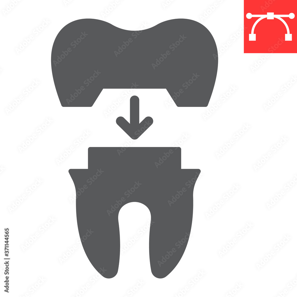 Dental crown glyph icon, dental and stomatolgy, tooth crown sign vector graphics, editable stroke solid icon, eps 10. Dental crown glyph icon, dental and stomatolgy, tooth crown sign vector graphics, editable stroke solid icon, eps 10.