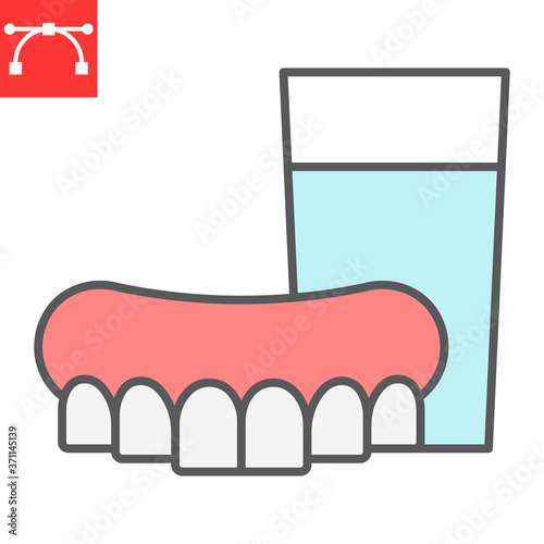 Denture color line icon, dental and stomatolgy, dentures sign vector graphics, editable stroke filled outline icon, eps 10.
