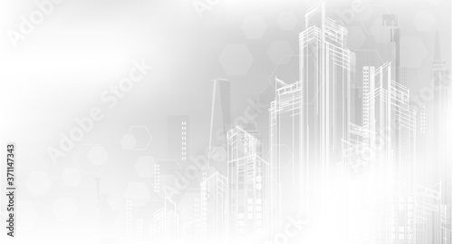 City background architectural with drawings of modern for use web, magazine or poster vector design.